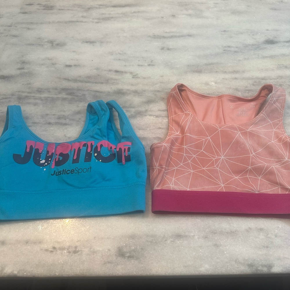 Justice Sport Blue and Pink Sports Bras
